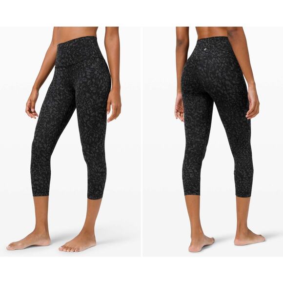 Lululemon Wunder Under Crop High Rise Size 2 Wild Thing Camo Grey Black - Picture 1 of 7